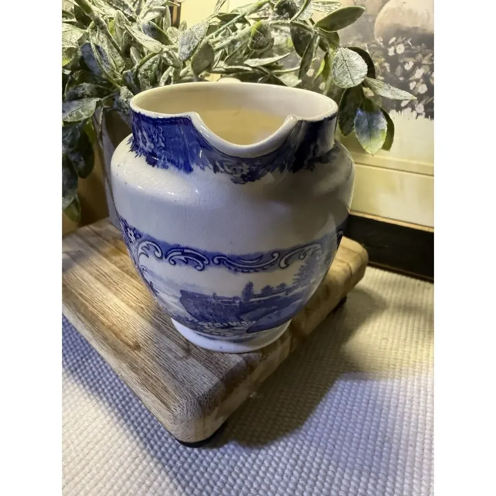 Vintage Olde English Staffordshire Rock City Garden Blue Transferware 4” H